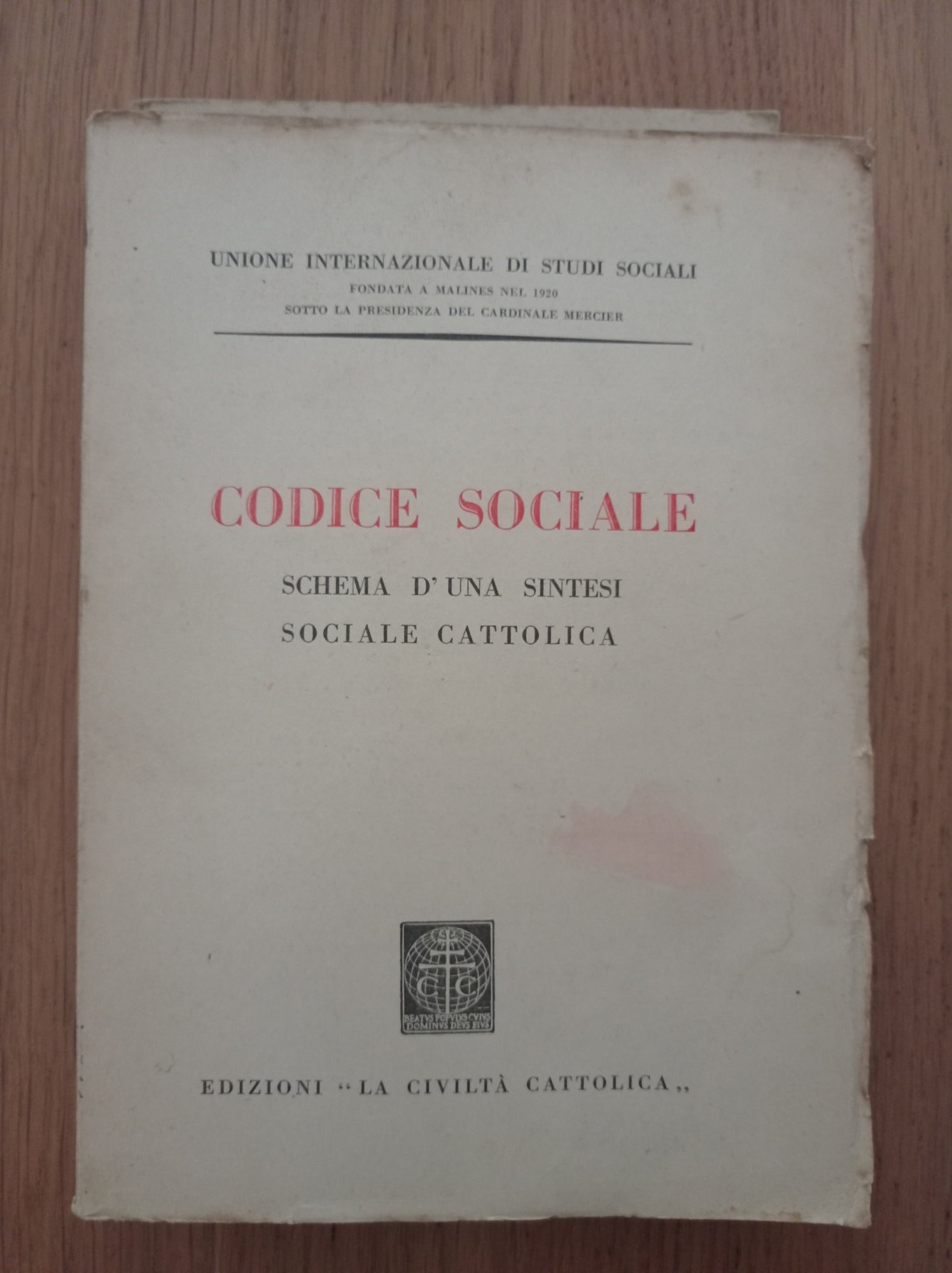 Codice sociale schema d'una sintesi sociale cattolica - copertina