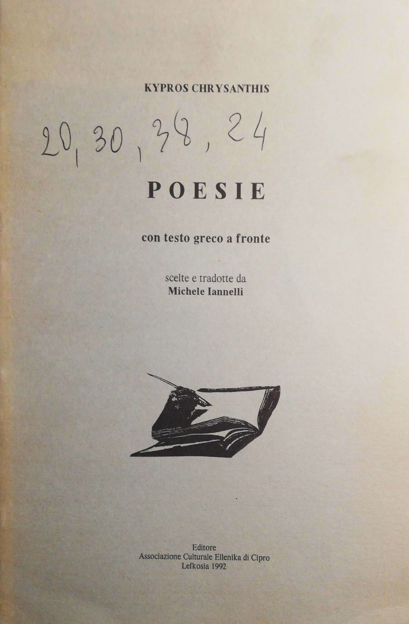 Poesie, con testo greco a fronte - copertina