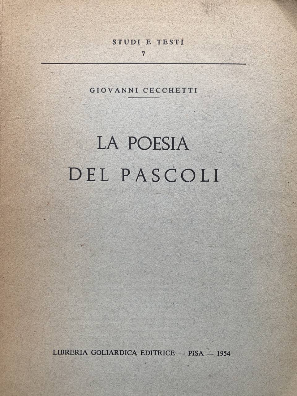 La poesia del Pascoli - copertina