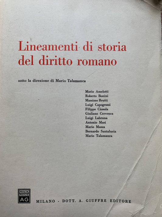 Lineamenti di storia del diritto romano - copertina