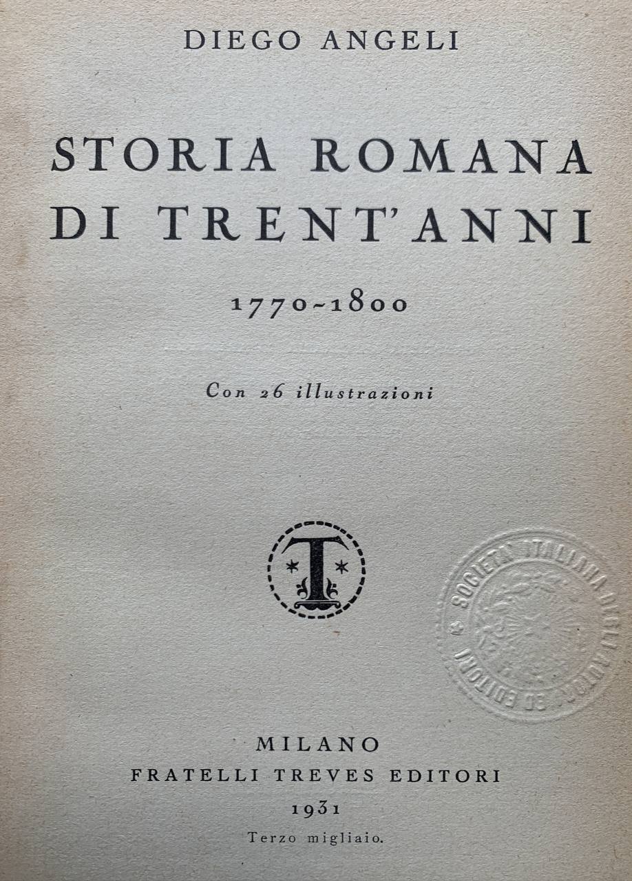 Storia romana di trent'anni 1770-1800 - copertina