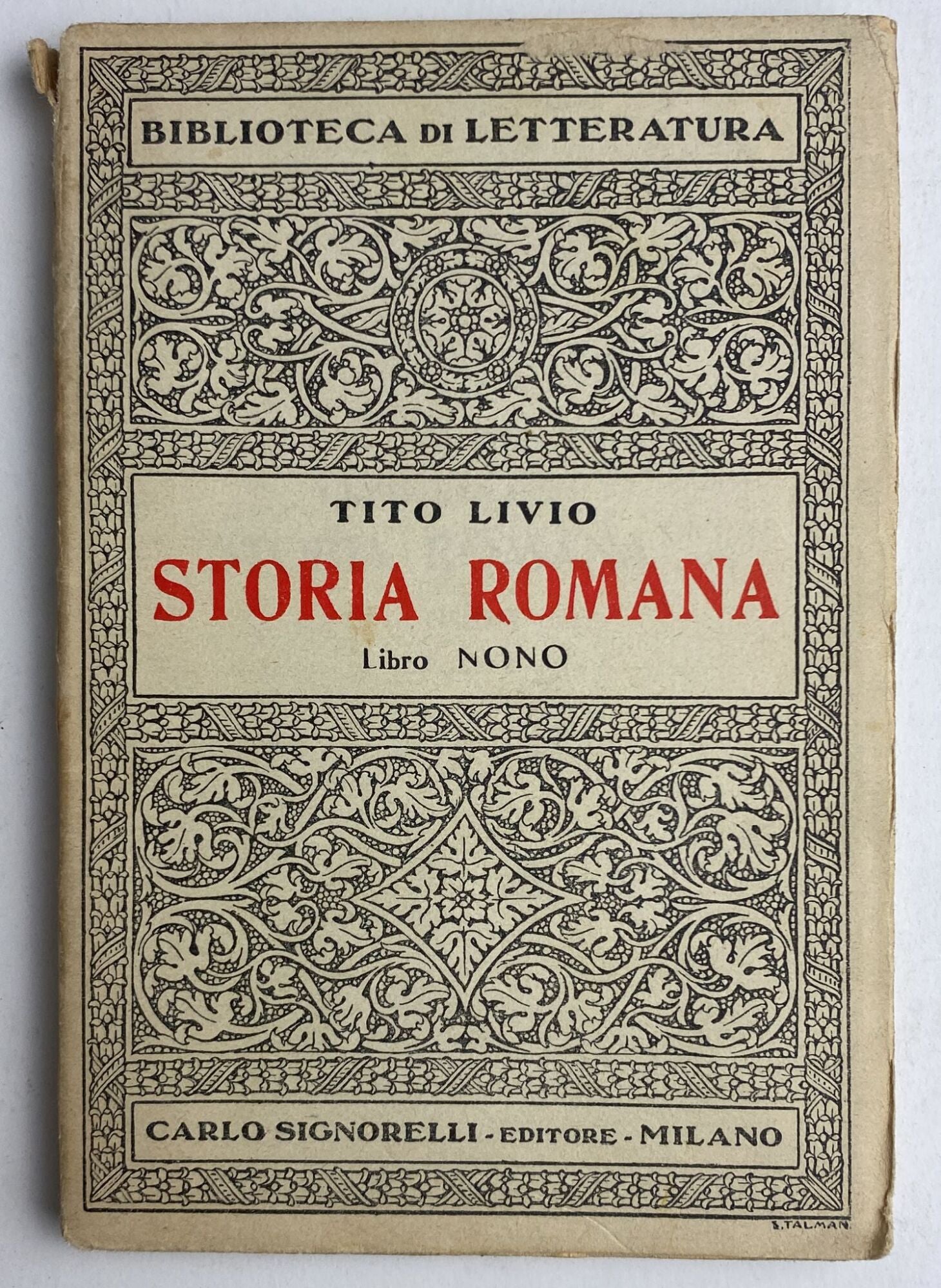 Storia romana. Libro nono - copertina