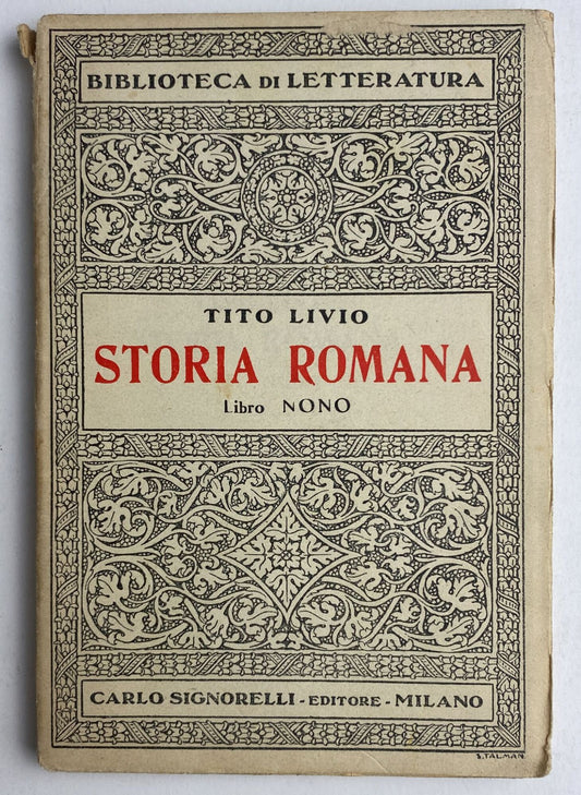 Storia romana. Libro nono - copertina