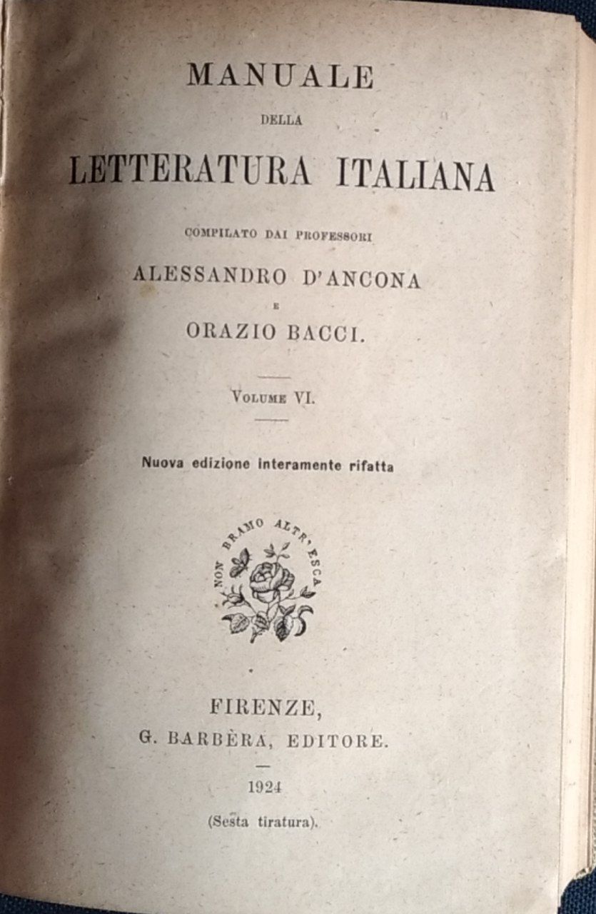 Manuale della letteratura italiana. Volume VI - copertina