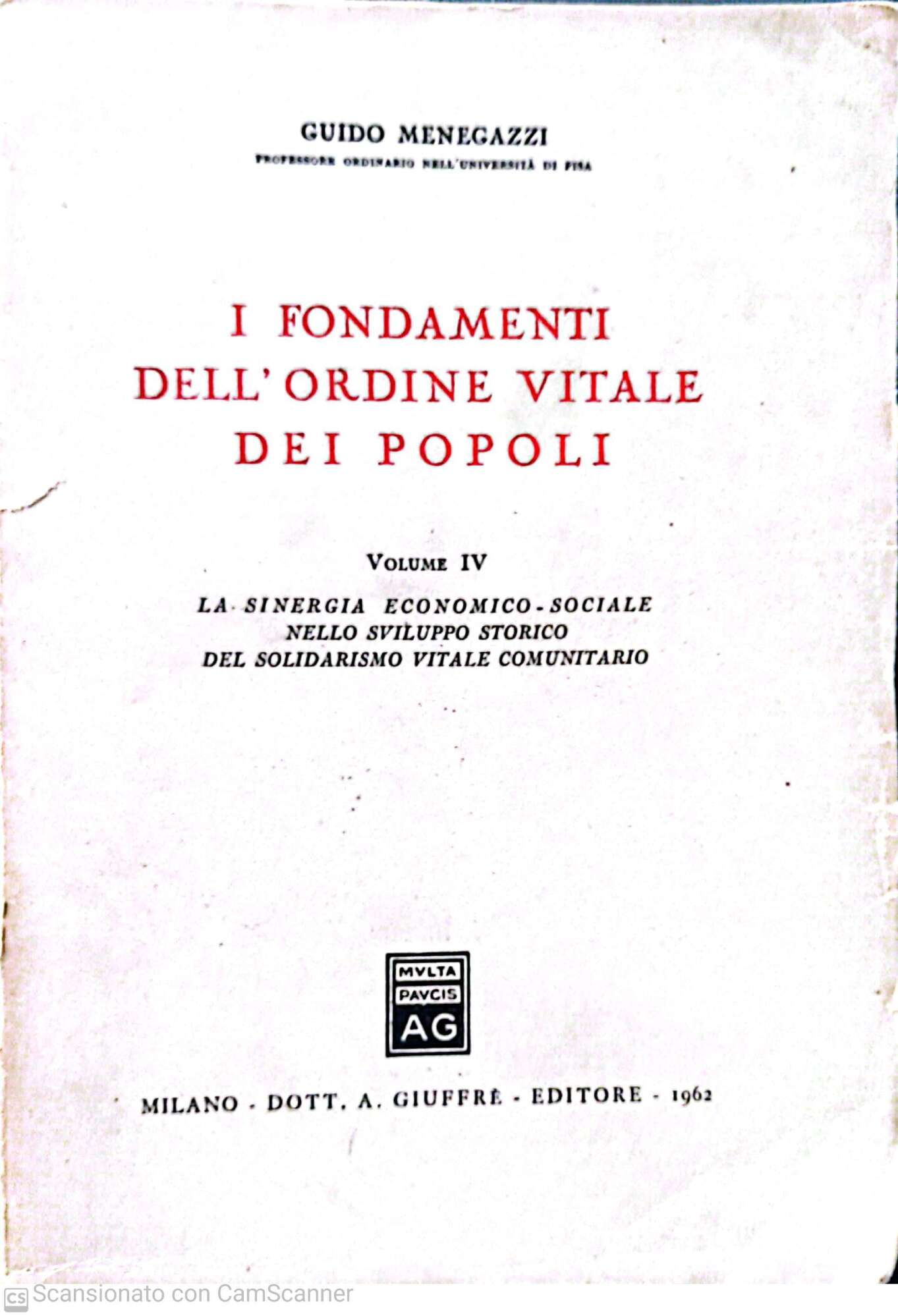 I fondamenti dell'ordine vitale dei popoli volume IV - copertina