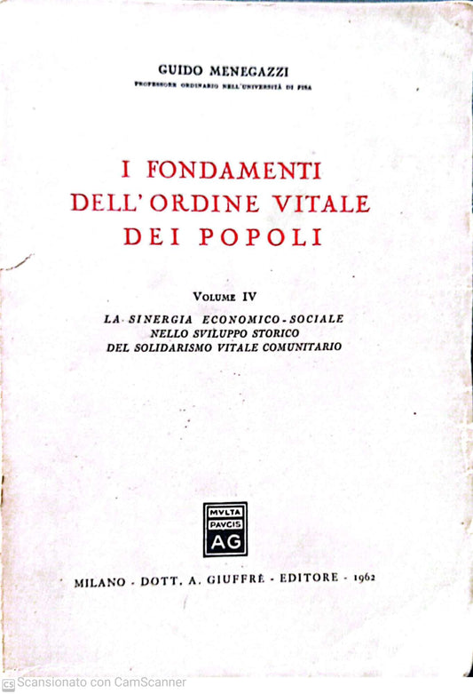 I fondamenti dell'ordine vitale dei popoli volume IV - copertina