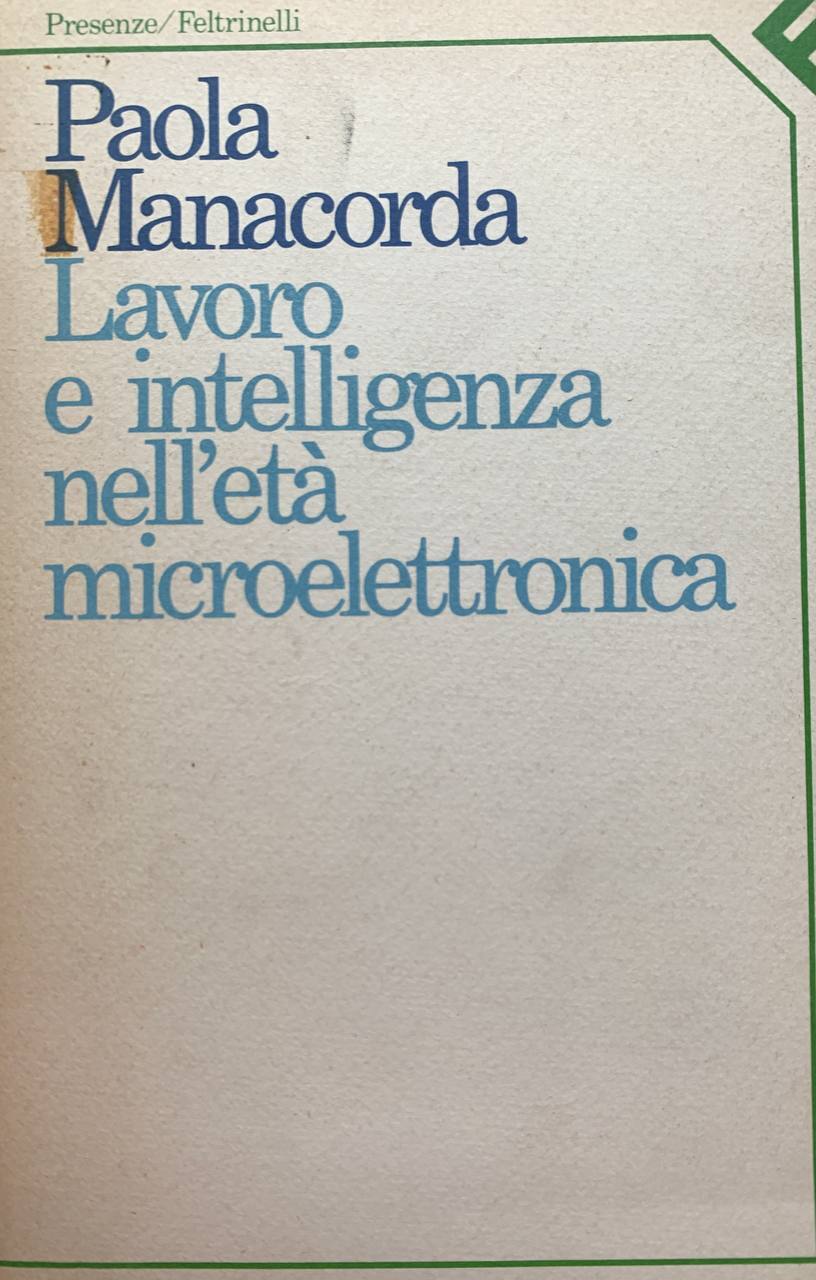 Lavoro e intelligenza nell'età microelettronica - copertina