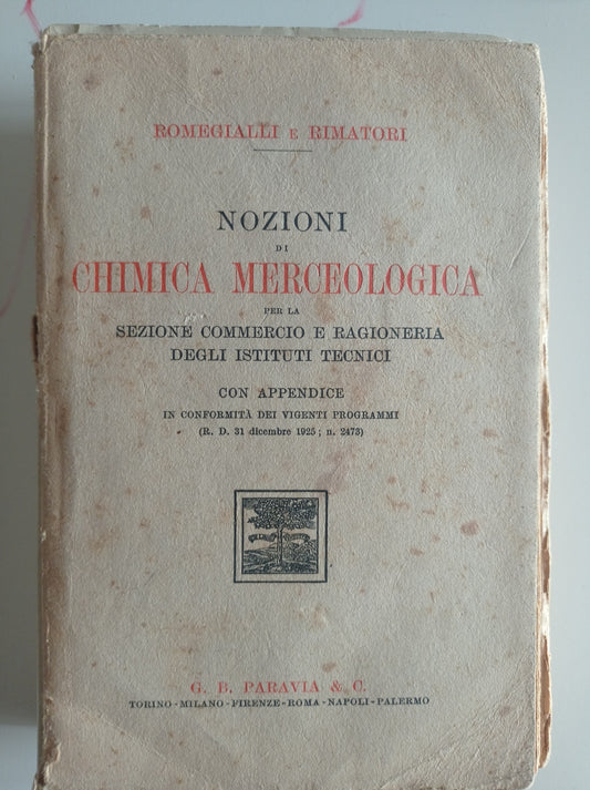 Nozioni di chimica merceologica - copertina