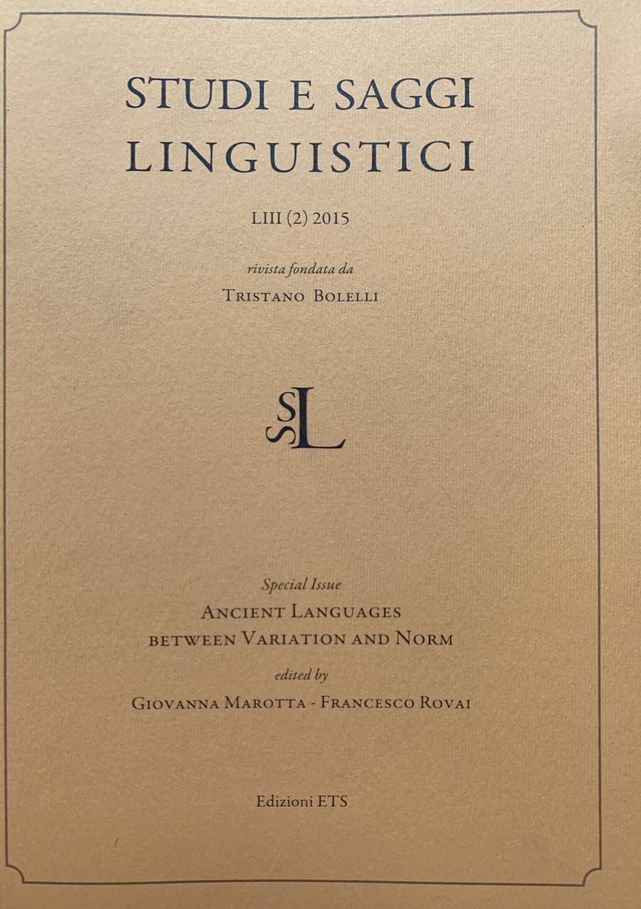 Studi e saggi linguistici. Ancient languages between variations and norm - copertina