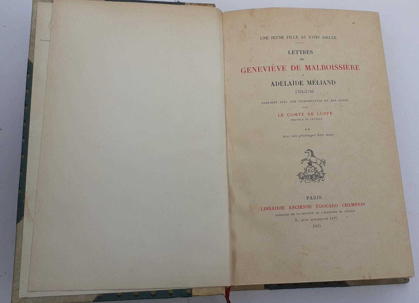Lettres de Geneviève De Malboissière a Adélaide Méliand 1761-1766 - copertina