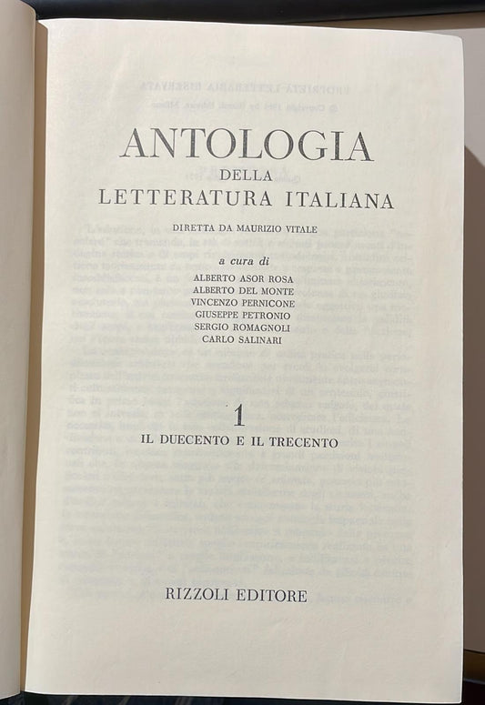 Antologia della letteratura italiana. Vol.1 Duecento e Trecento. - copertina