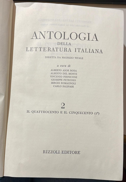 Antologia della letteratura italiana. 2: Il Quattrocento e il Cinquecento - copertina
