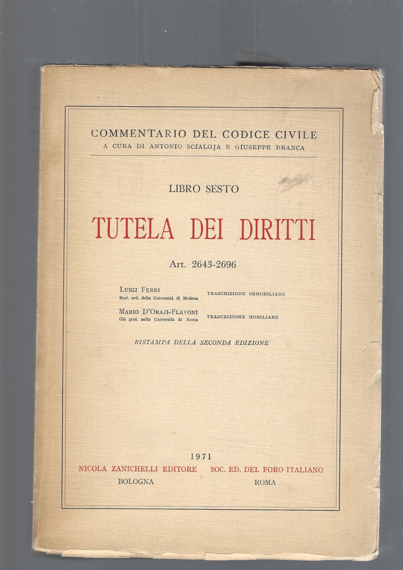 TUTELA DEI DIRITTI, LIBRO SESTO - copertina