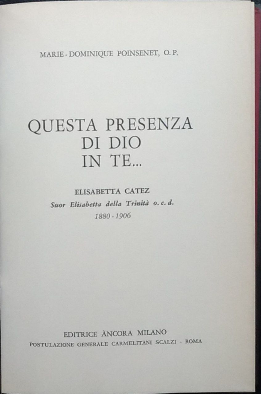 Questa presenza in Dio in te - copertina