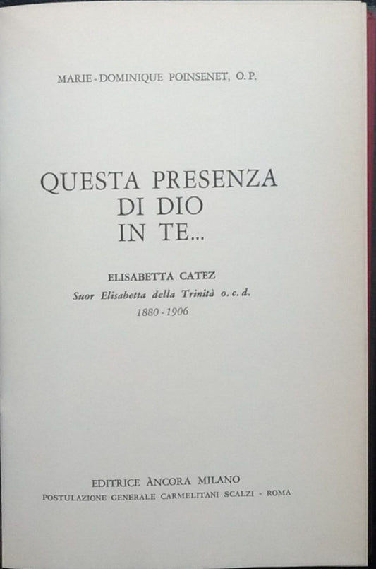 Questa presenza in Dio in te - copertina