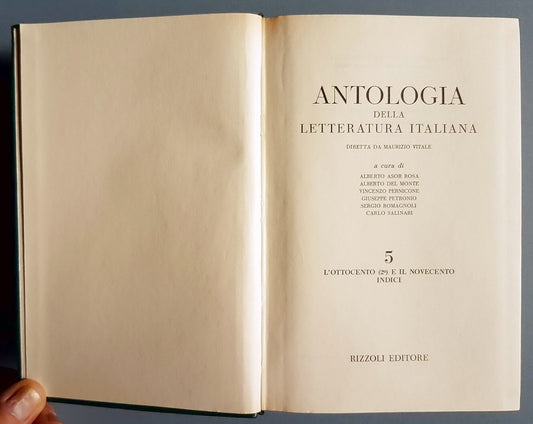 Antologia Della Letteratura Italiana (Vol. 5.) L'Ottocento (2,) E Il Novecento Indici - copertina