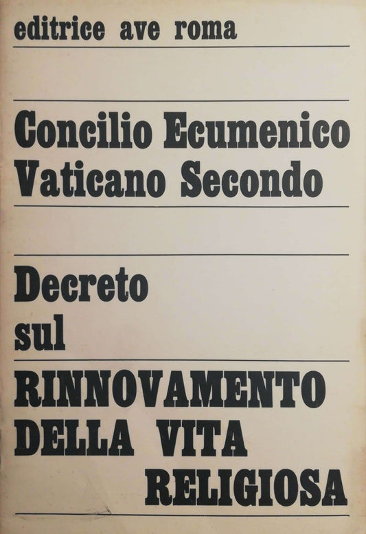 Decreto sul Rinnovamento della vita religiosa - copertina