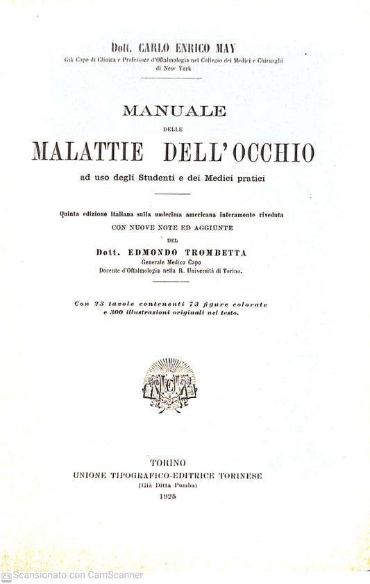 Manuale delle malattie dell' occhio - copertina