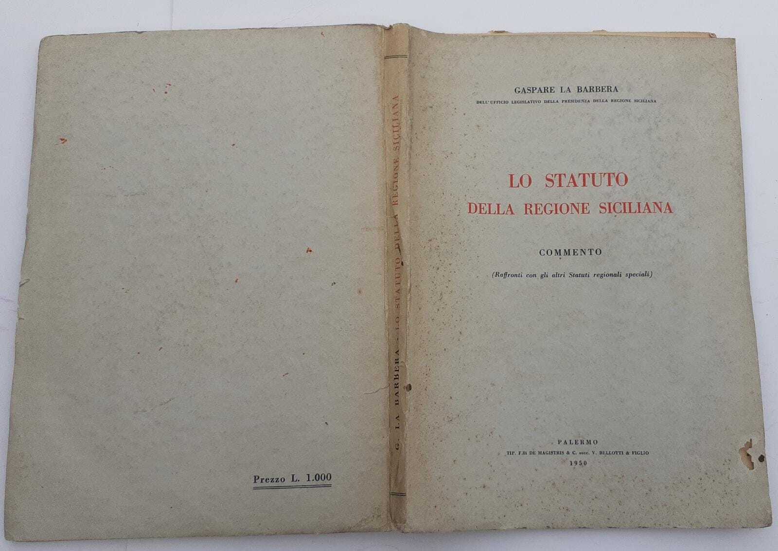 Lo statuto della regione siciliana - copertina