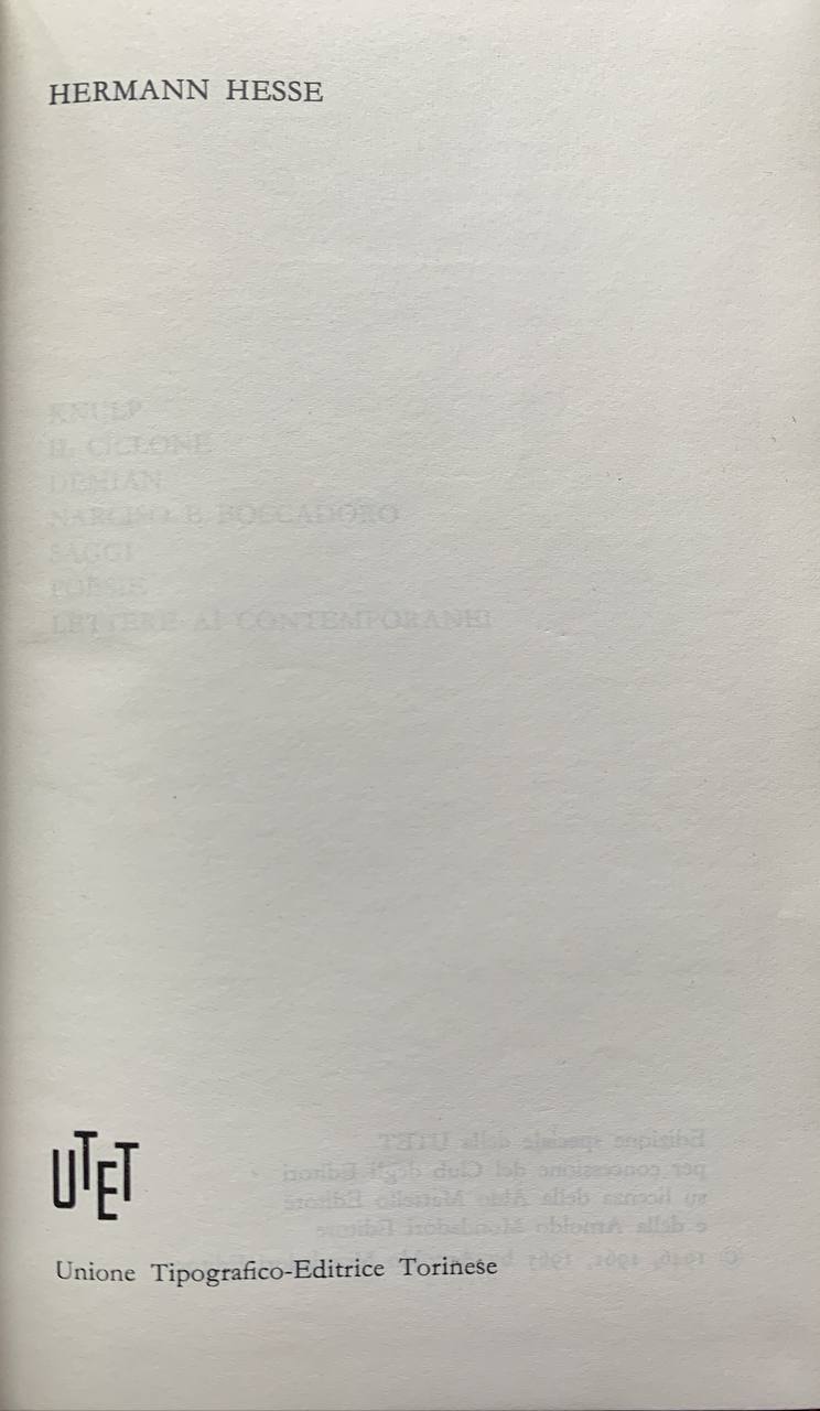 Knulp - Il ciclone - Demian - Narciso e Boccadoro - Saggi - Poesie - Lettere ai contemporanei - copertina