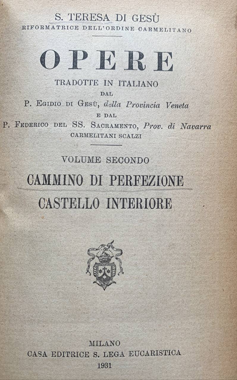 Opere. Volume secondo - copertina
