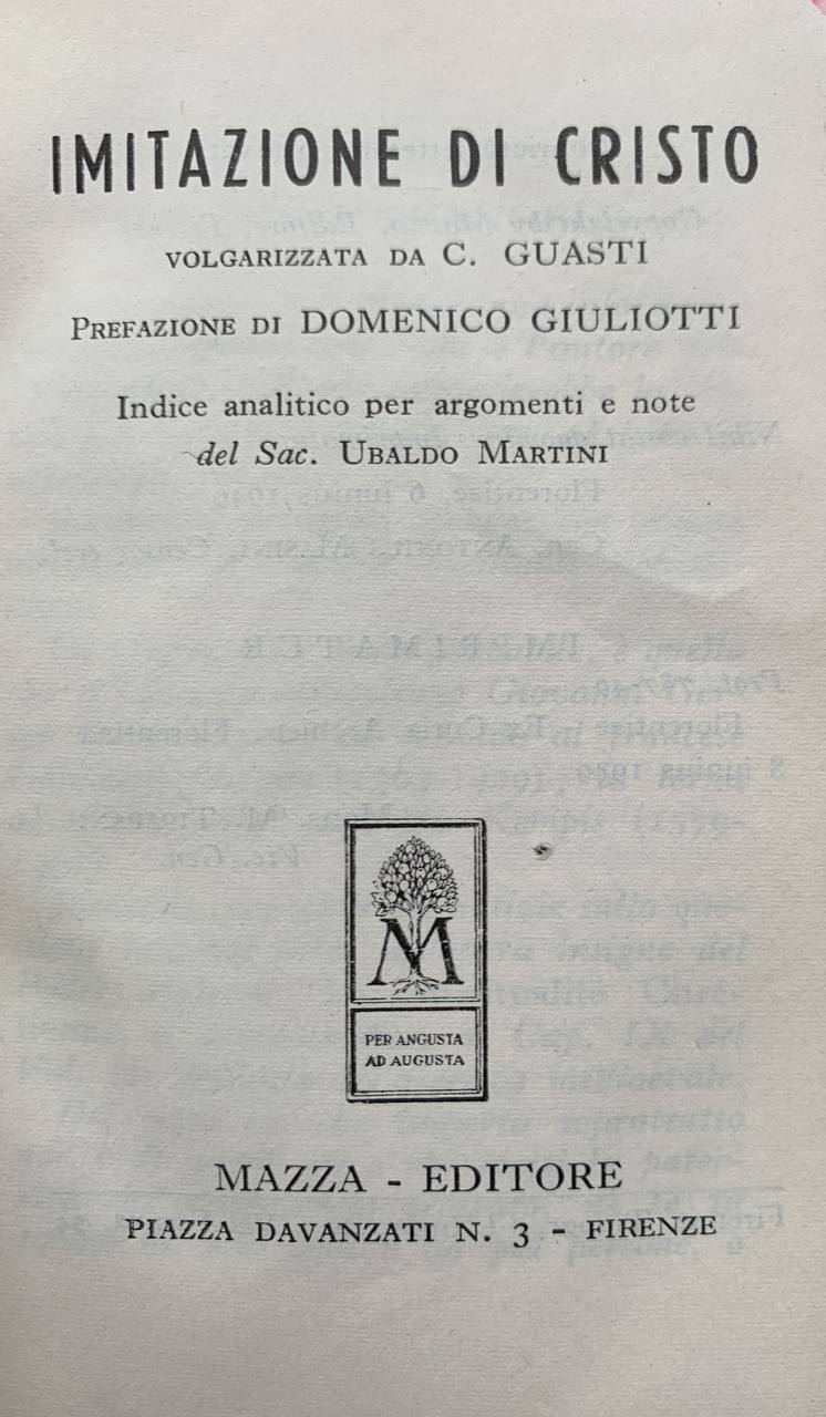 Imitazione di Cristo - copertina