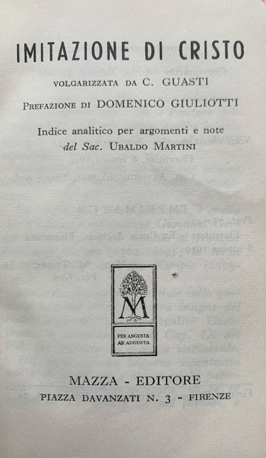 Imitazione di Cristo - copertina