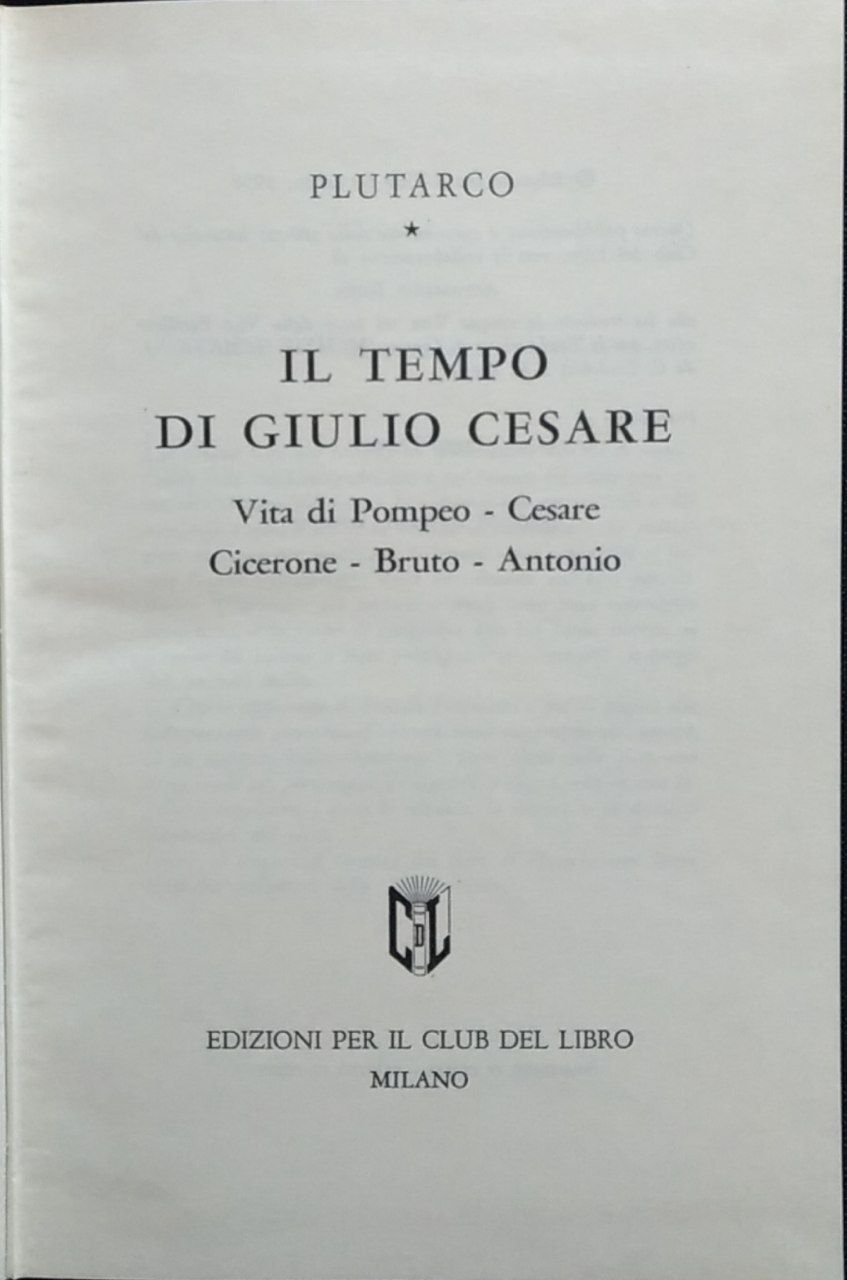 Il tempo di Giulio Cesare - copertina