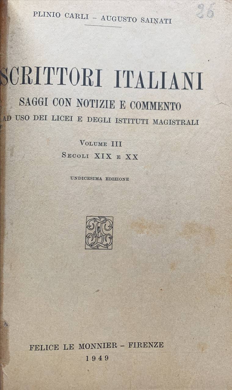 Scrittori italiani. Volume III - copertina