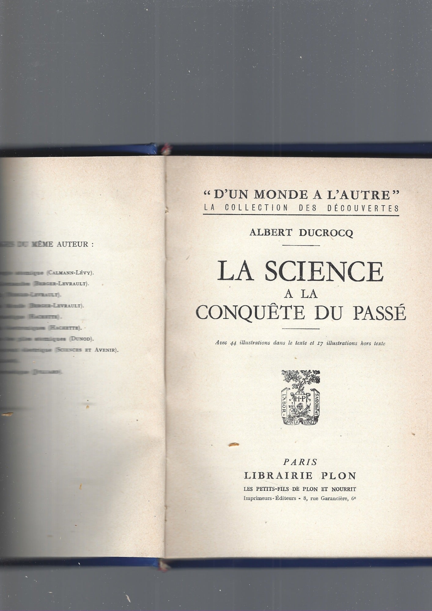 LA SCIENCE A LA CONQUETE DU PASSE' - copertina