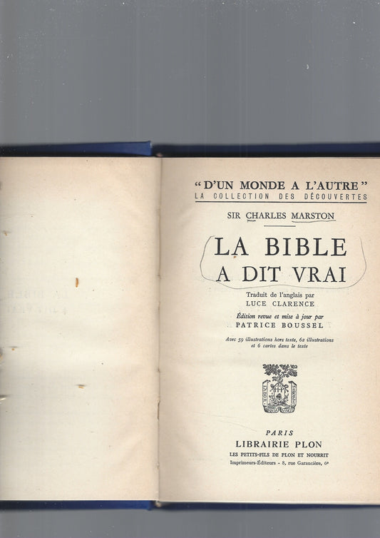 LA BIBLE A DIT VRAI - copertina