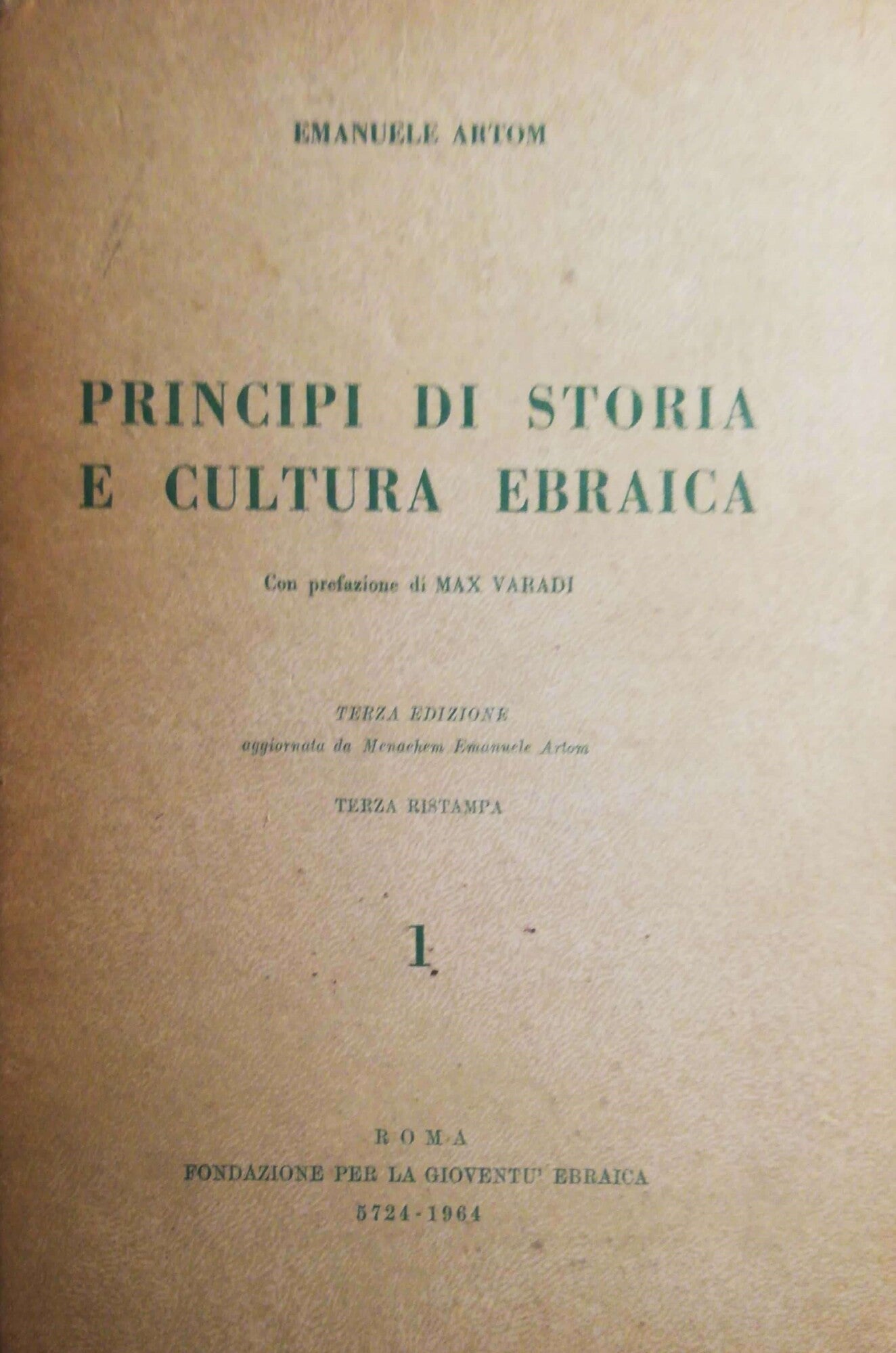 Principi di storia e cultura ebraica.1 - copertina
