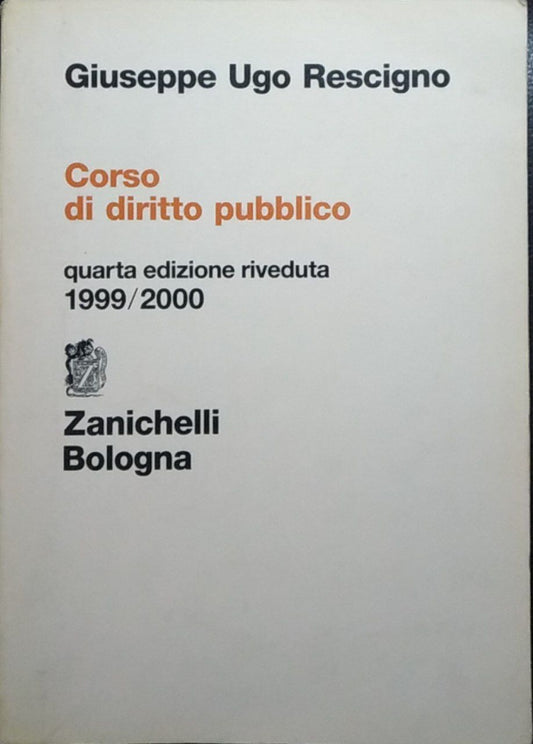 Corso di diritto pubblico (quarta edizione riveduta 1999/2000) - copertina