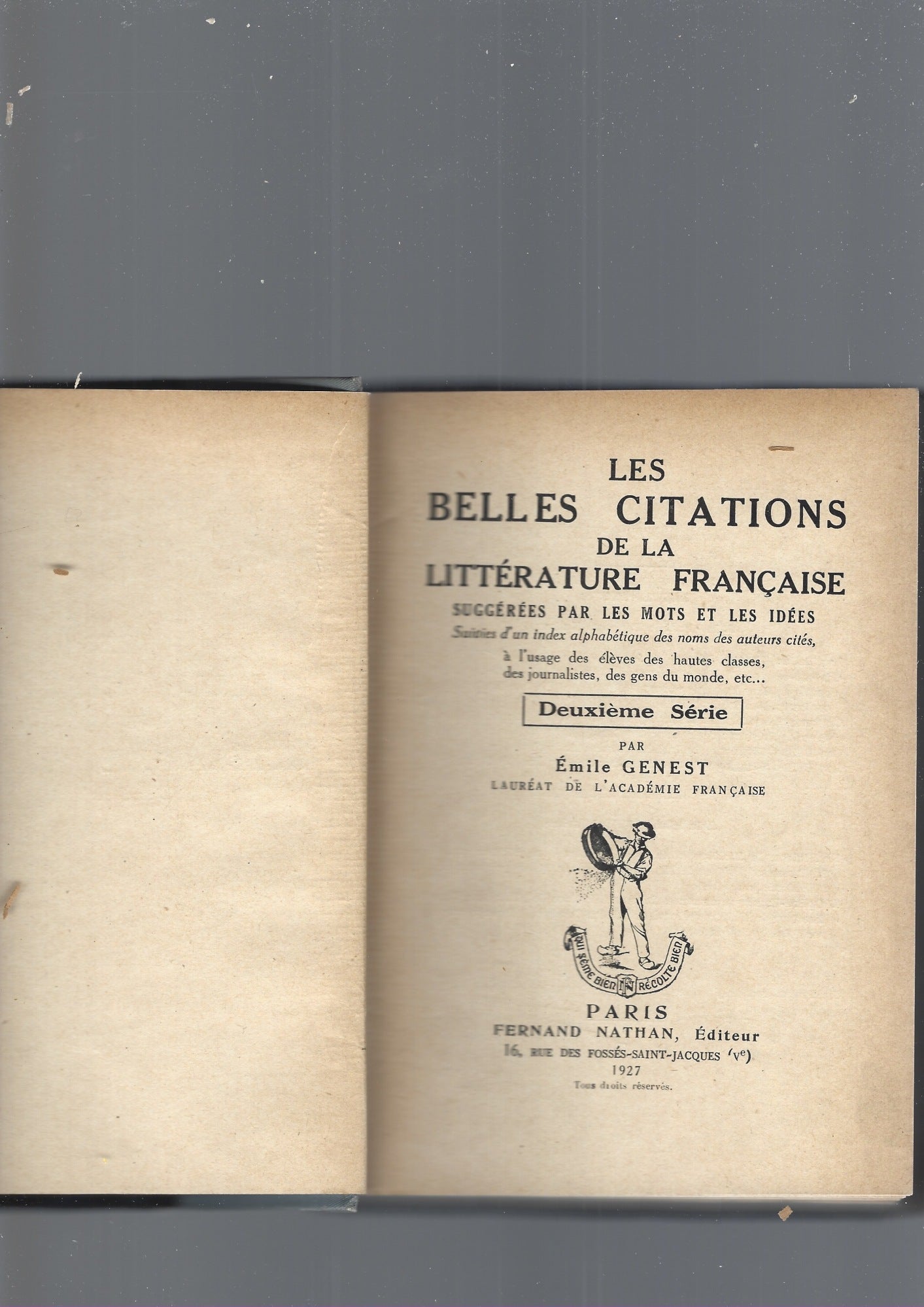 LES BELLES CITATIONS DE LA LITTERATURE FRANCAISE - copertina