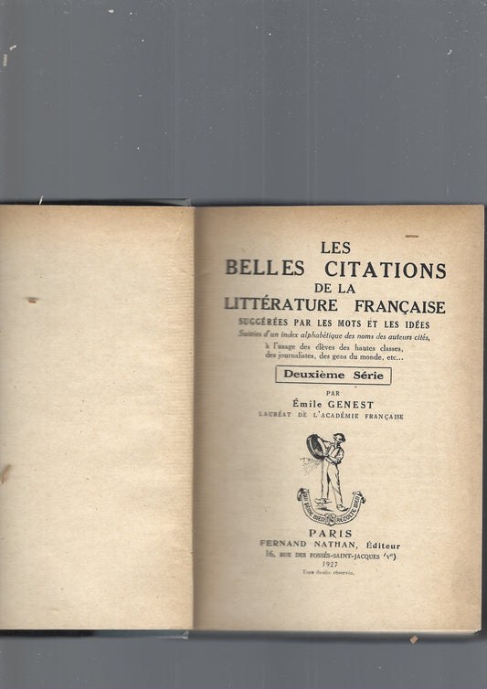 LES BELLES CITATIONS DE LA LITTERATURE FRANCAISE - copertina