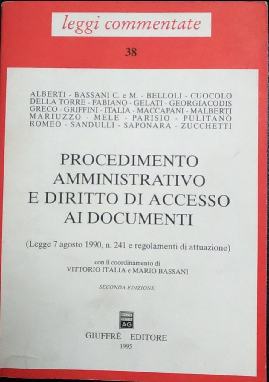 Procedimento amministrativo e diritto di accesso ai documenti - copertina