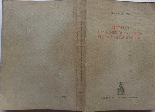 Dilthey e la genesi della critica storica della ragione - copertina