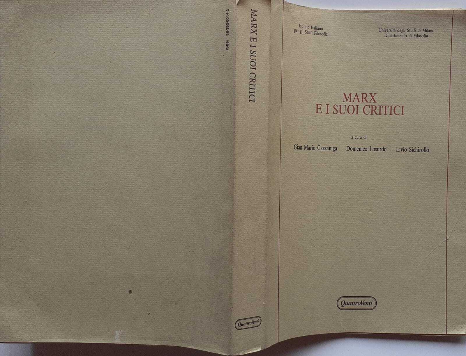Marx e i suoi critici - copertina