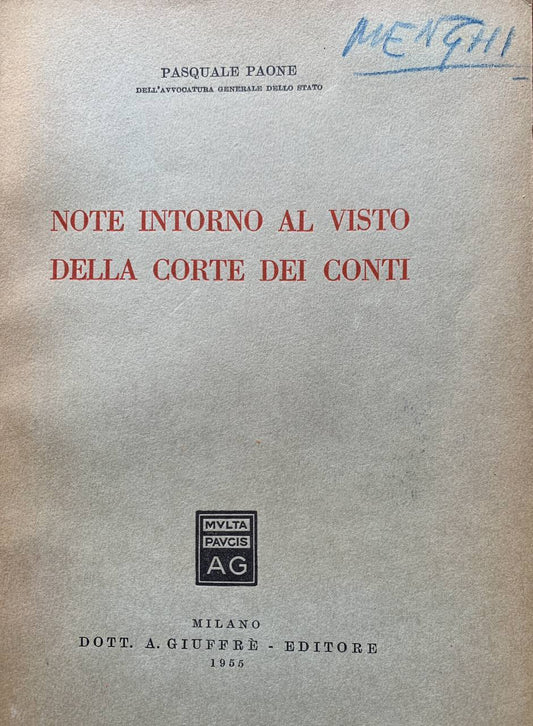 Note intorno al visto della corte dei conti - copertina