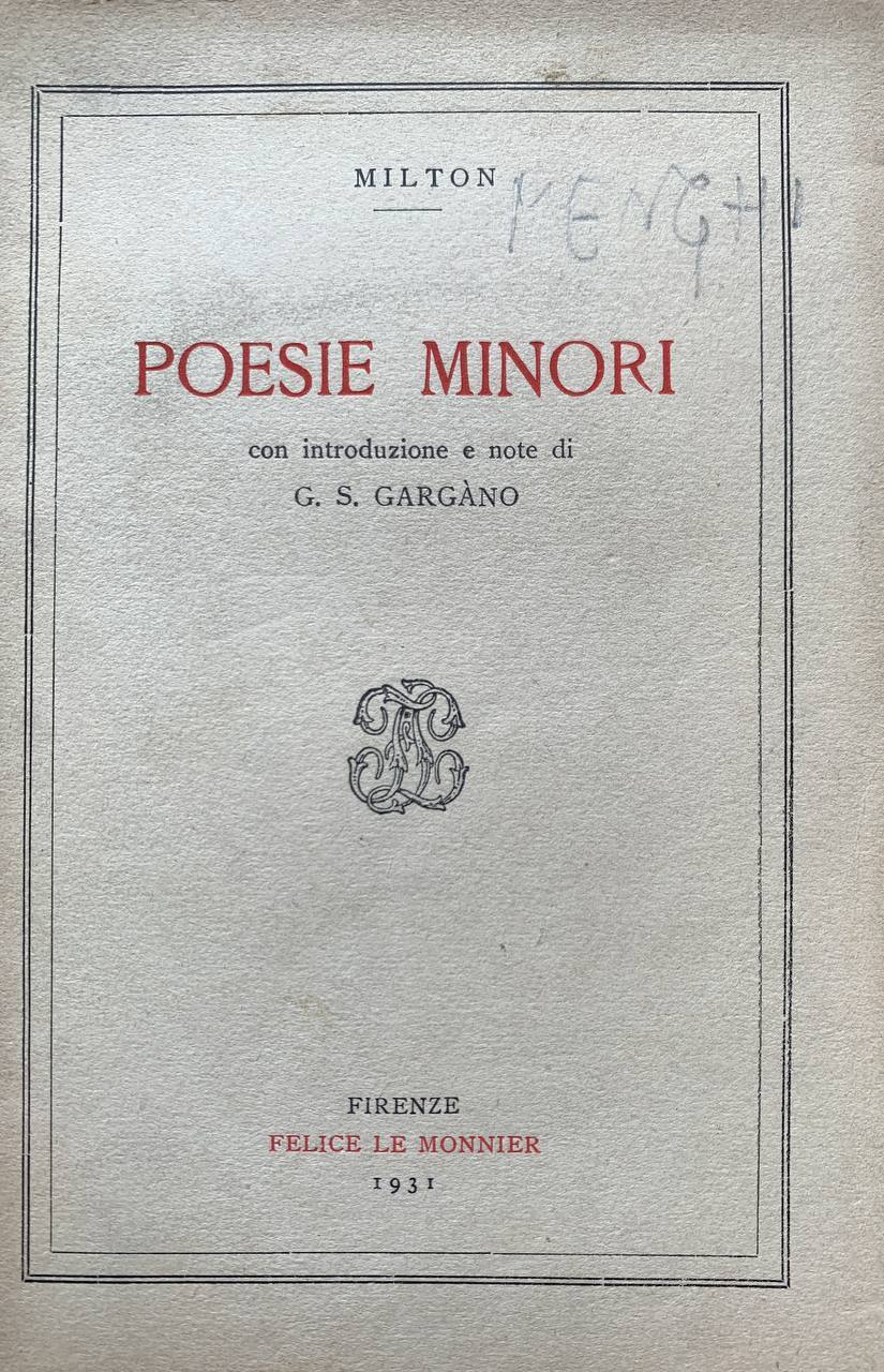 Poesie minori - copertina