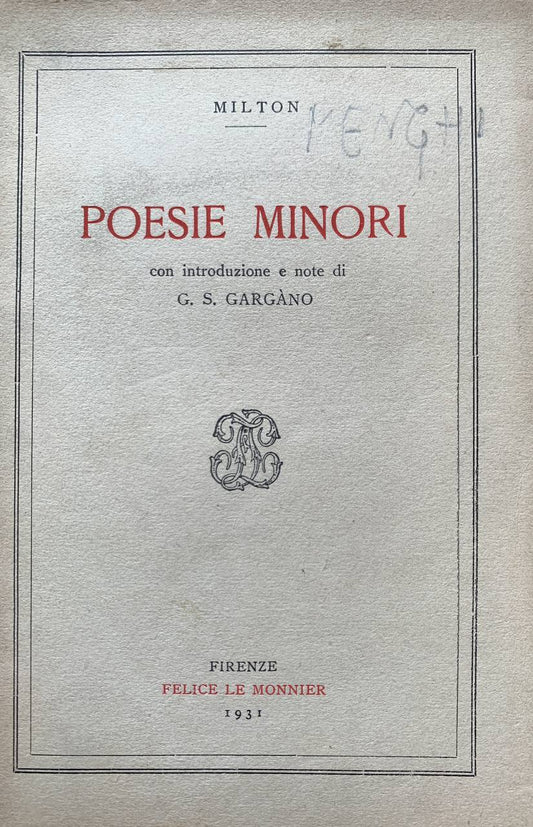 Poesie minori - copertina