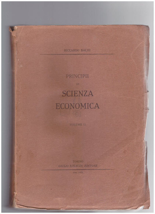 Principii di Scienza Economica Volume II - copertina