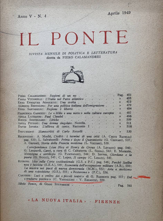 Il Ponte Anno V N. 4 - copertina