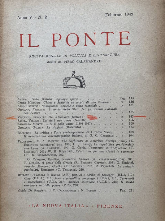 Il Ponte Anno V N. 2 - copertina