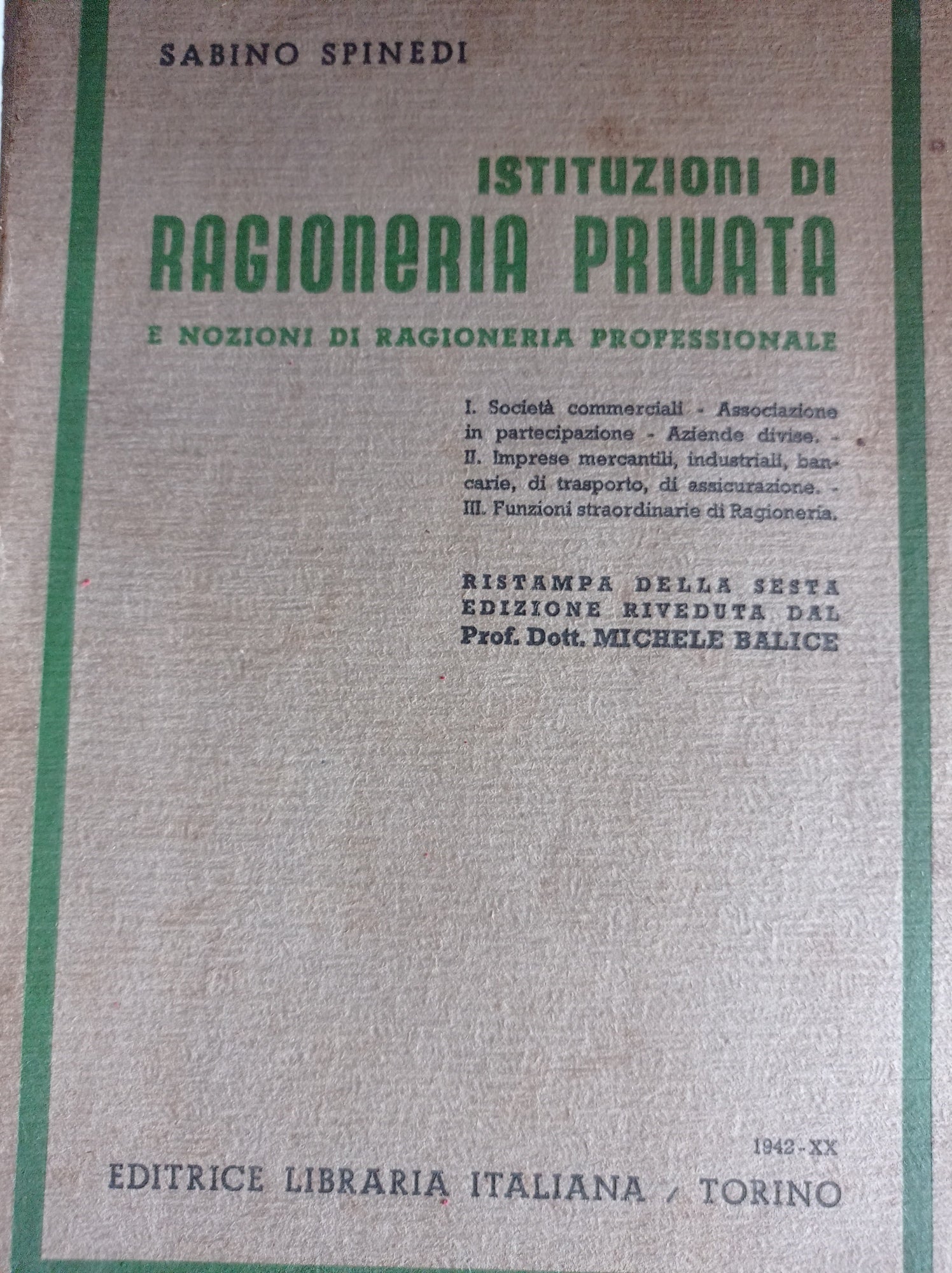 Istituzioni di ragioneria privata - copertina