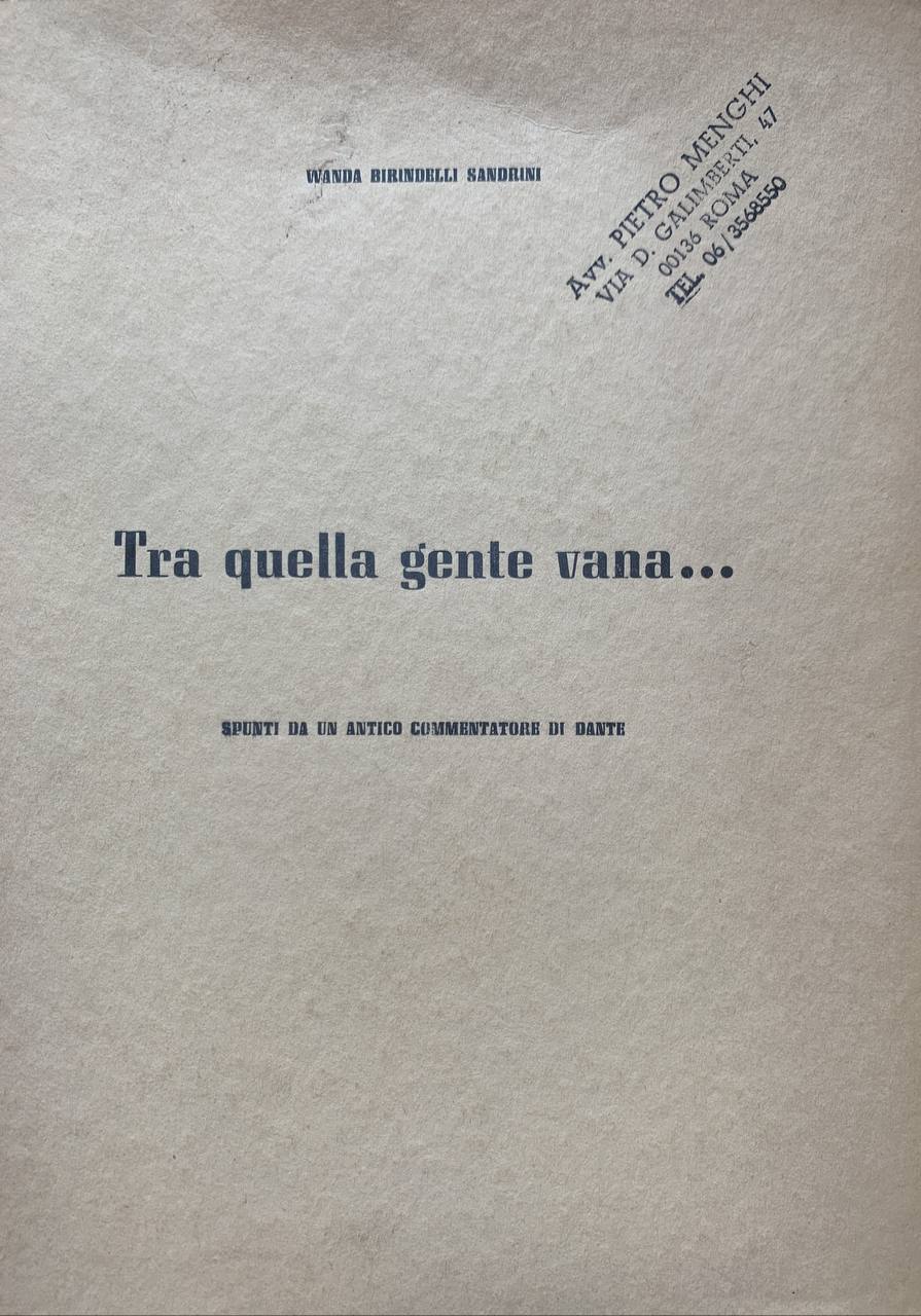 Tra quella gente vana.. - copertina