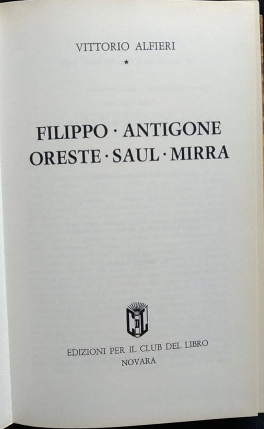 Filippo; Antigone; Oreste; Saul; Mirra - copertina