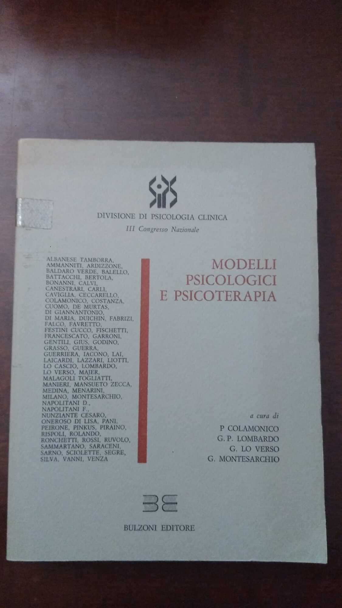 Modelli psicologici e psicoterapia - copertina