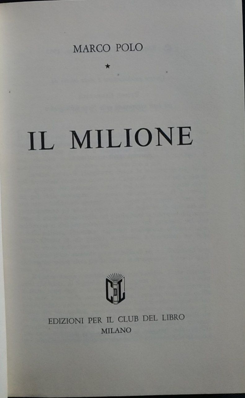Il milione - copertina