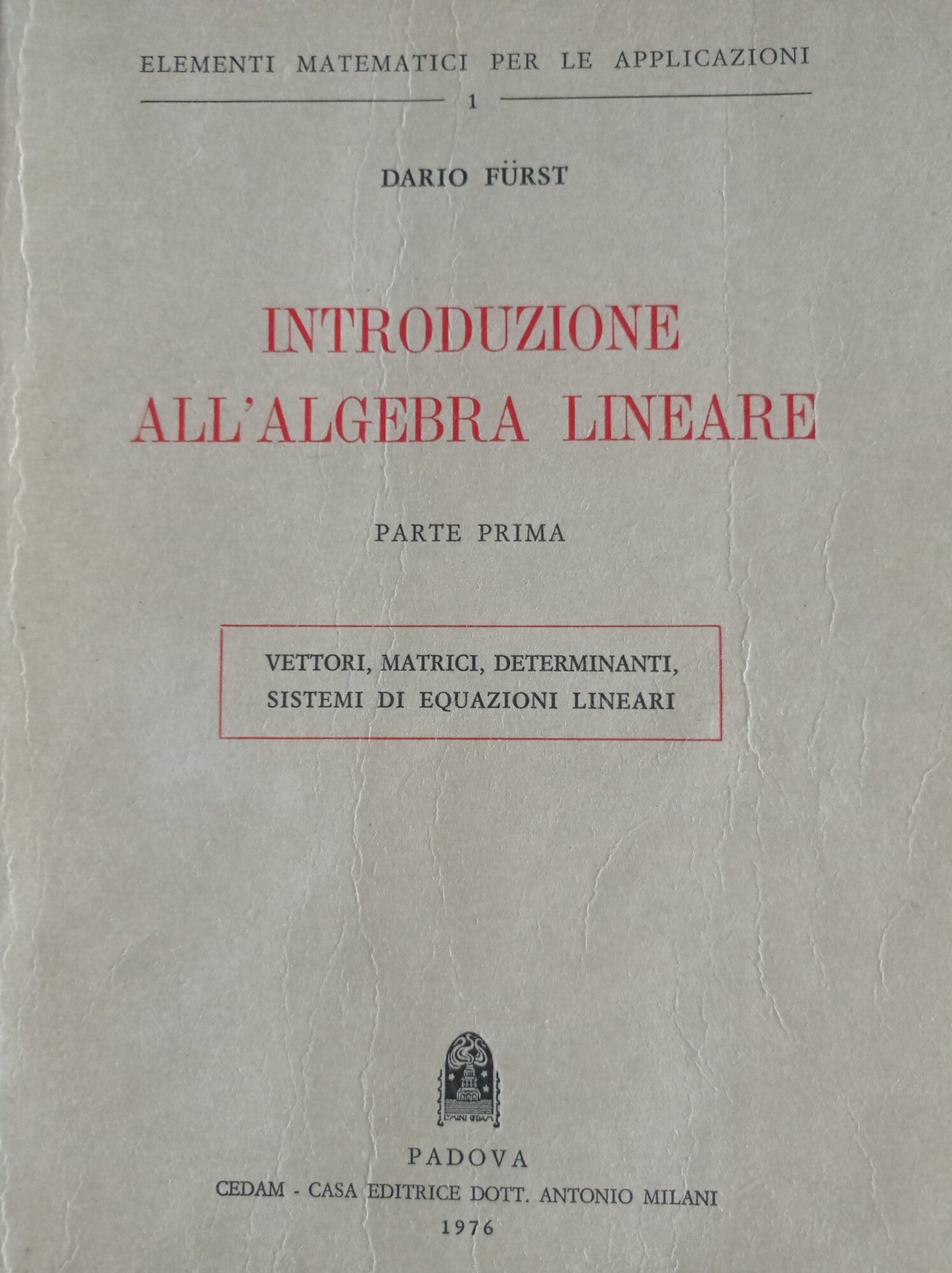 Introduzione all'algebra lineare - copertina